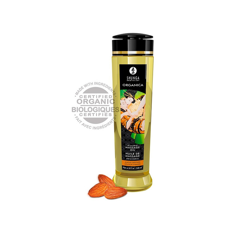 Shunga Huile de massage Bio Kissable Amande douce 240mL
